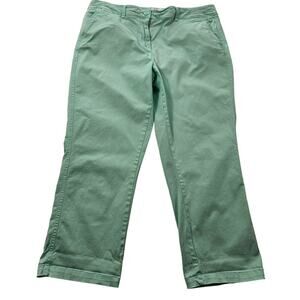 Crown & Ivy Charlotte pants blue capris size 14 summer casual comfort plus ^